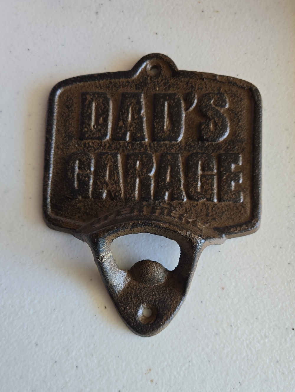 Dad's Garage Cast Iron Wall Bottle Opener - Brown Metal Pefect For The Man Cave!